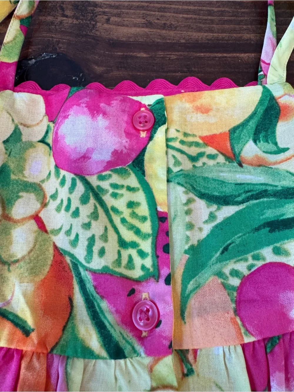 Janie and Jack Hot Pink & Yellow Tropical Fruit Dress